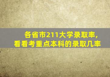 各省市211大学录取率, 看看考重点本科的录取几率